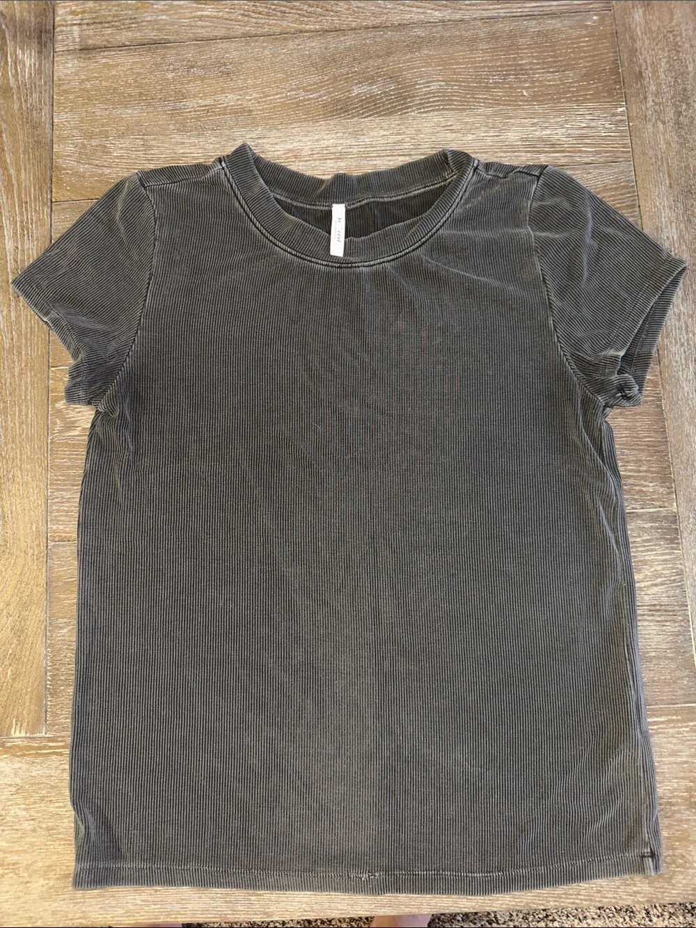 BE COOL gray Ribbed Short Sleeve Tee